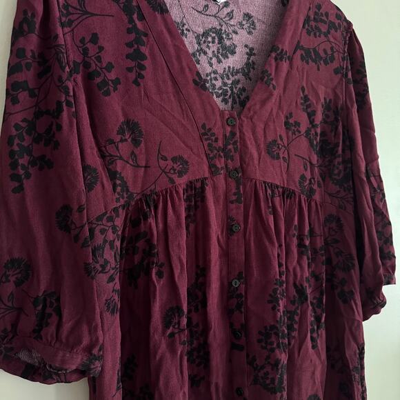 ba&sh Suzy Burgundy V Neck Mini Dress Size 3 Large - Picture 3 of 6